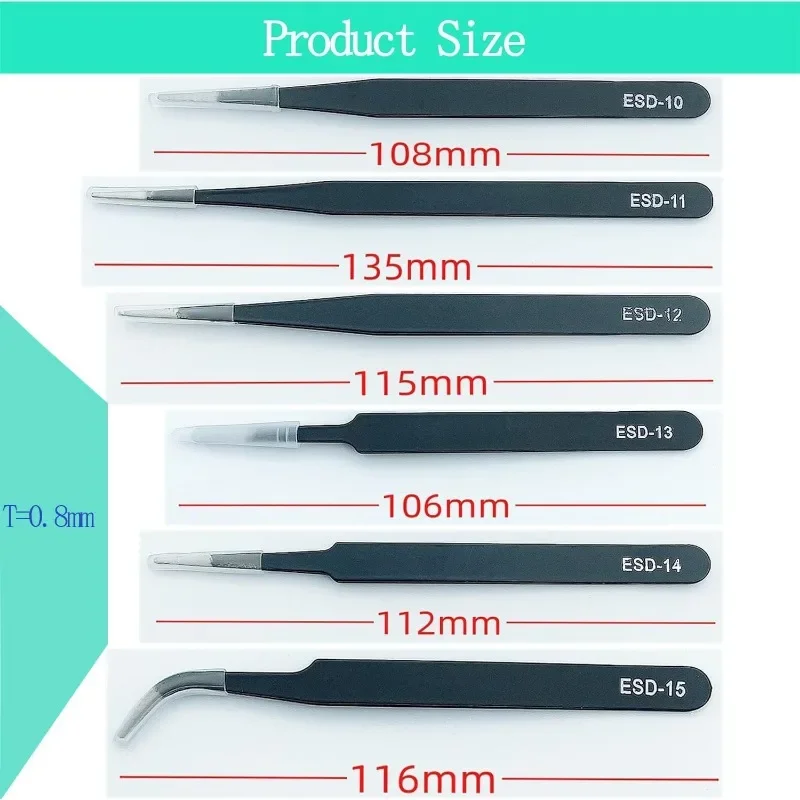 

Набор щипцов ESD из нержавеющей стали, Немагнитный Пинцет для рукоделия, промышленного использования, электронный ремонтный инструмент, ручные инструменты для изготовления домашних моделей