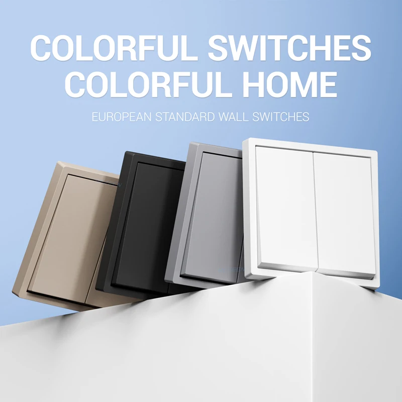 Standard europeo 80 * 80mmPC pannello interruttore a due posizioni interruttore a parete 10A doppio controllo singolo a due posizioni