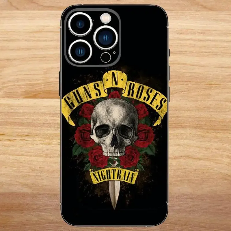 Guns N Roses Phone Case For iPhone15,14,13,12,11,Pro,Max,Plus,Mini,X,XS,XR,8,7,6,S,Plus,SE Soft Black Case