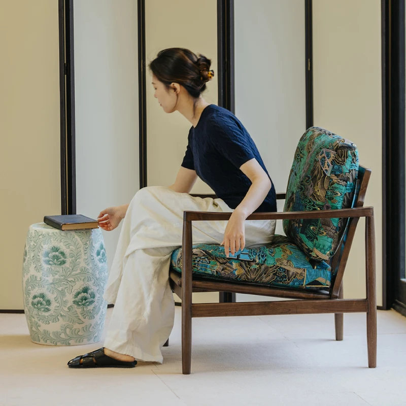 painting medieval leisure chair oriental aesthetics living room solid wood armchair study tea room