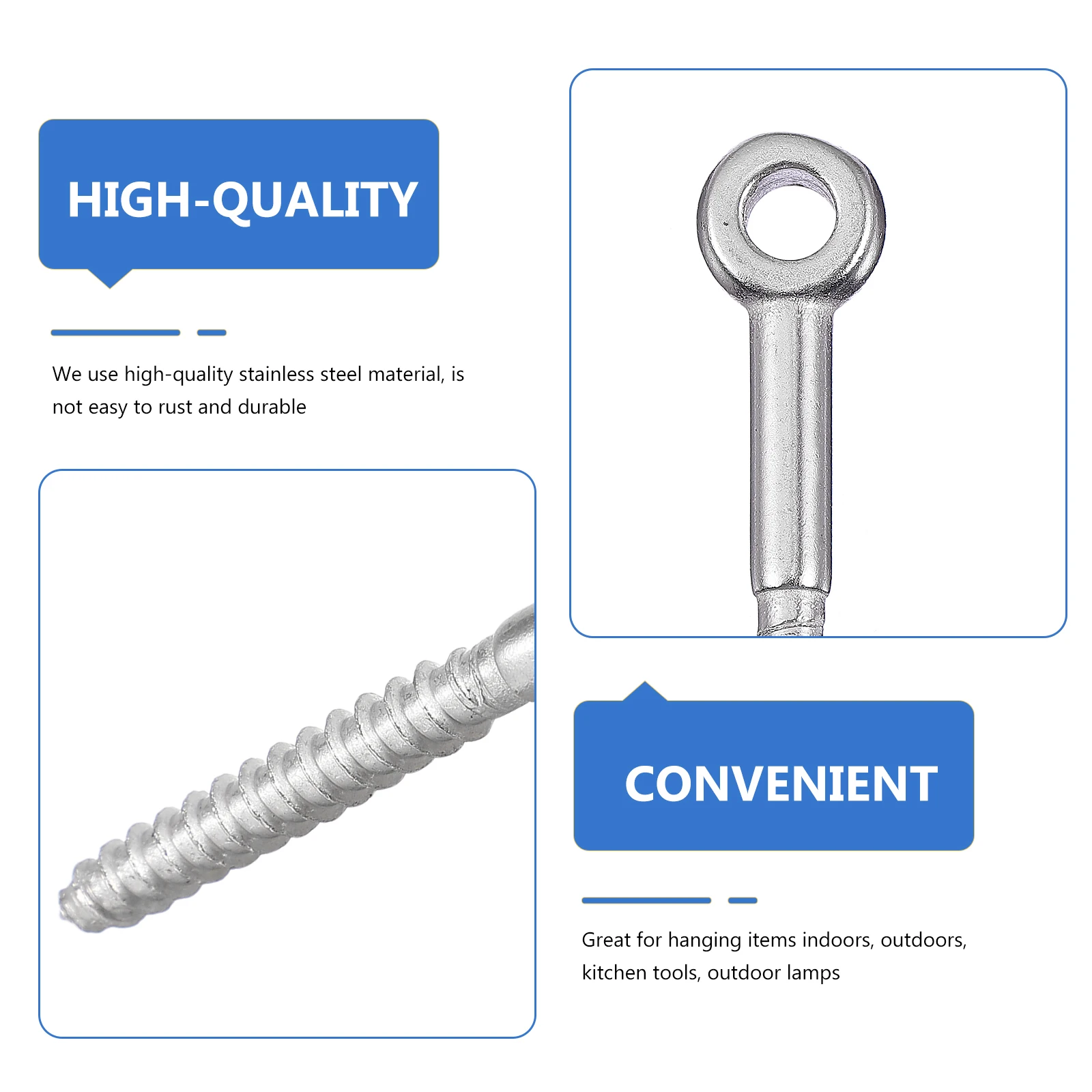 

6 Pcs Eye Self Tapping Wood Screws Heavy Duty Eye Screws Heavy Duty Thread Bolts Stainless Steel Bolts Ceiling Hooks Hardware