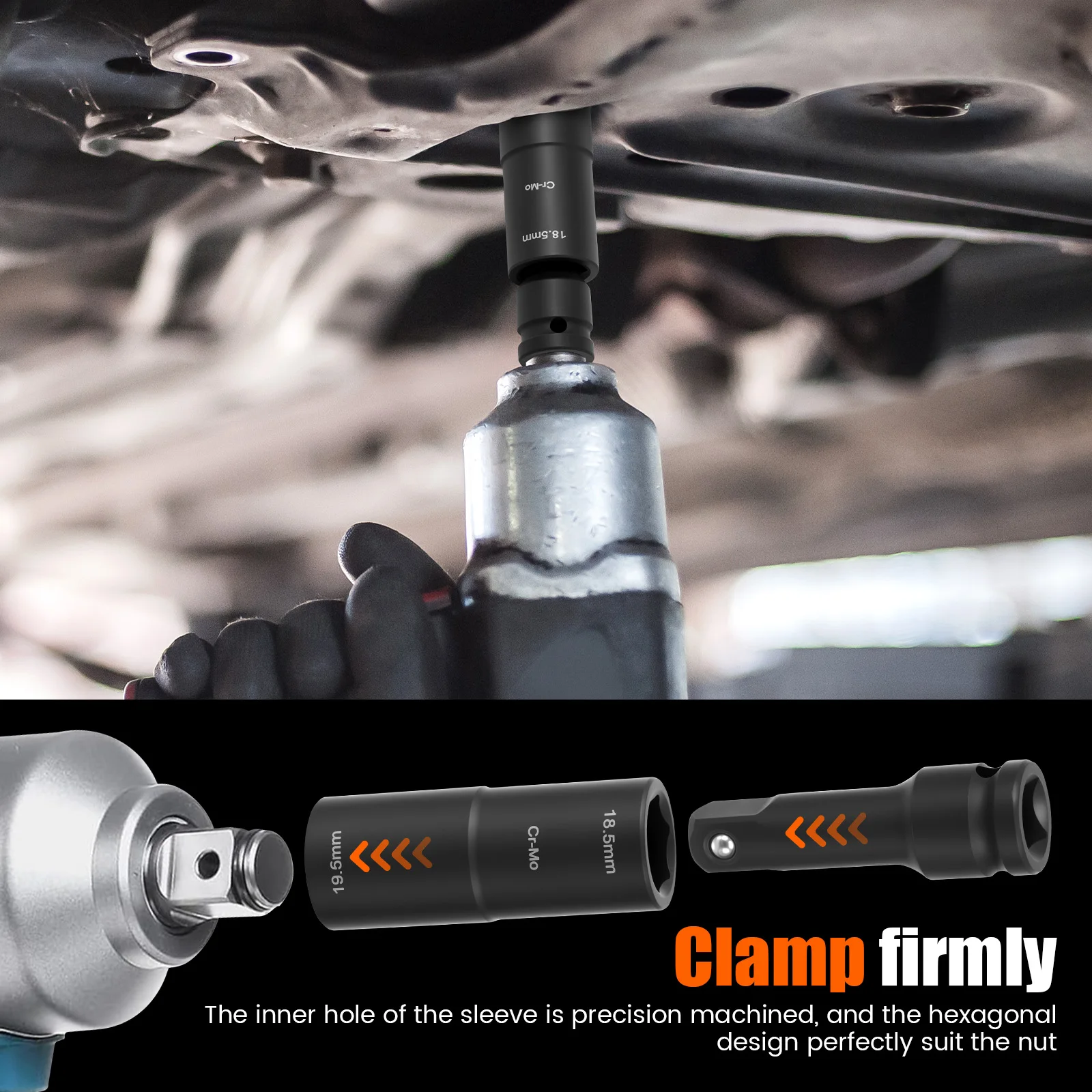 3 قطعة مقبس التصادم المزدوج الرأس الجوز مجموعة الكروم الموليبدينوم الصلب عجلة المكسرات أداة مع 1/2 بوصة تمديد قضيب للمساحات الضيقة