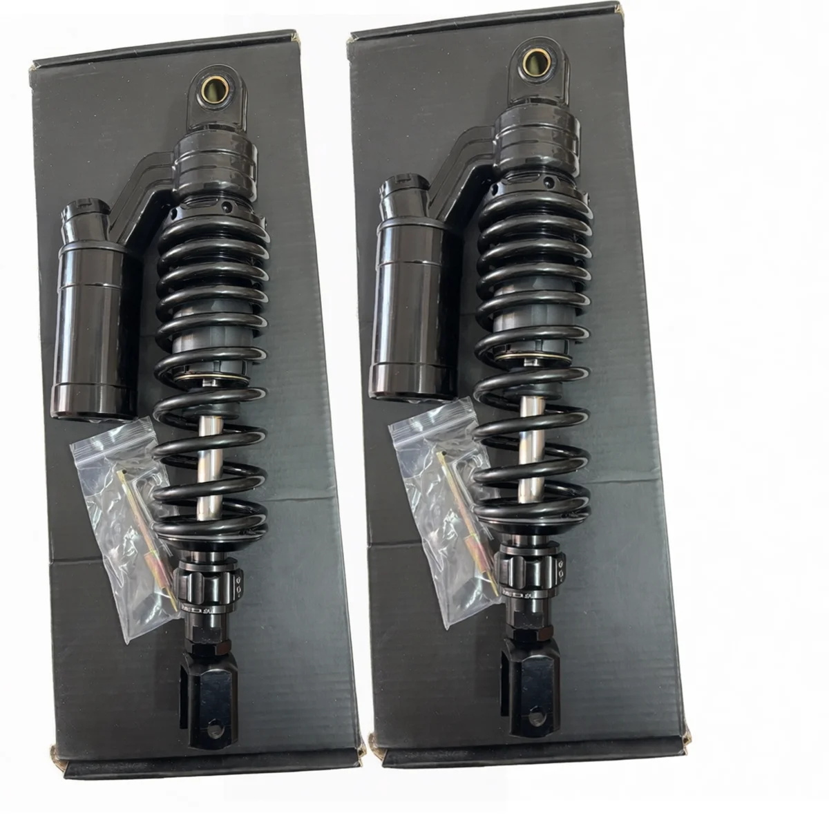 2 szt. Uniwersalne amortyzatory pneumatyczne tylne do motocykli, regulowane, 300 mm - 360 mm, zawieszenie do Honda Yamaha Kawasaki Suzuki Ducati ATV