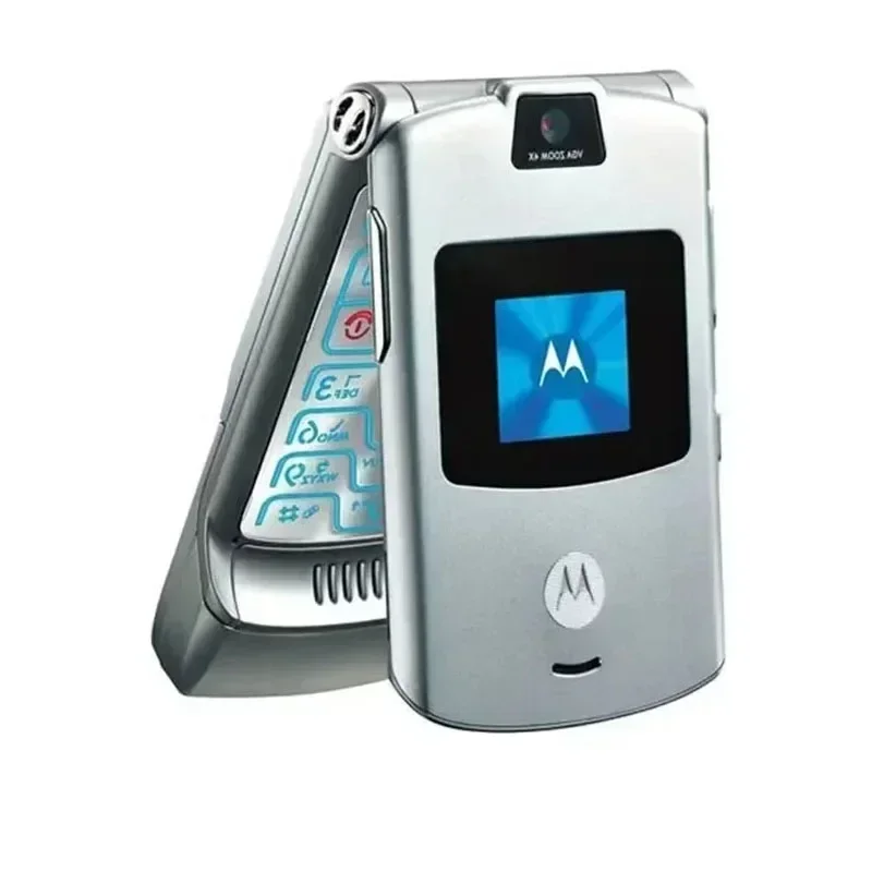 Original Motorola RAZR V3 Refurbished - Original Unlocked Flip Bluetooth Phone GSM 1.23 MP Camera 850/900/1800/1900 CSTN Display