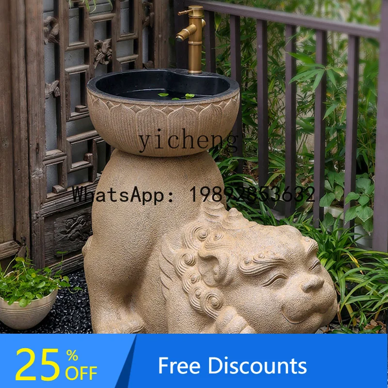 H3-31  courtyard outdoor wash basin balcony terrace creative column type hand wash basin