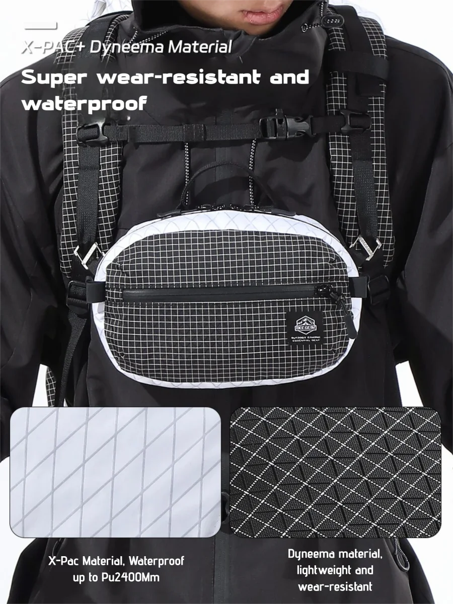 حقيبة OCE GEAR X-PAC مقاومة للماء للاستخدام الخارجي خفيفة الوزن ومتعددة الوظائف وخصر على الصدر والكتف وحزمة كروس للمشي لمسافات طويلة والسفر