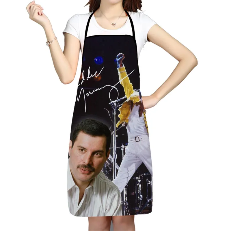 Freddie Mercury Kitchen Cooking Baking Aprons Home Cleaning Oxford Fabric For Women Man Home Delantal Cocina 68x95cm 9.19