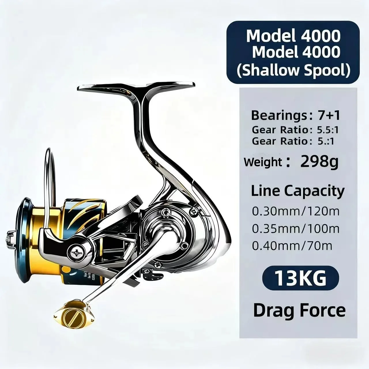 OKUMA 1000-7000 Vollmetall-Spinnrolle 7+1 Lager 5.1:1 Übersetzungsverhältnis 5KG Max. Bremskraft Universelle Köderrolle für Meer- und Süßwasser – Detail 23