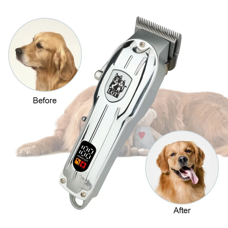 جهاز تصفيف الحيوانات الأليفة عالي الطاقة بدون تشويش للشعر، مجموعة تشذيب الحيوانات اللاسلكية