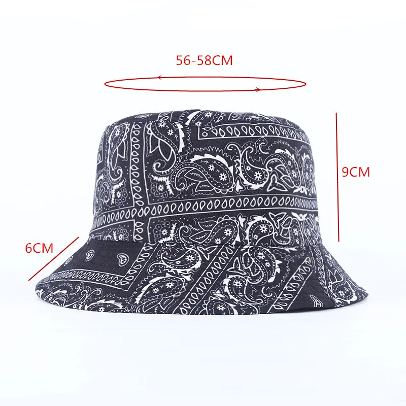 Sombrero de pescador con estampado de anacardo para mujer, sombrero de pescador con estampado de cachemir, Reversible, estilo Hip Hop, 2022