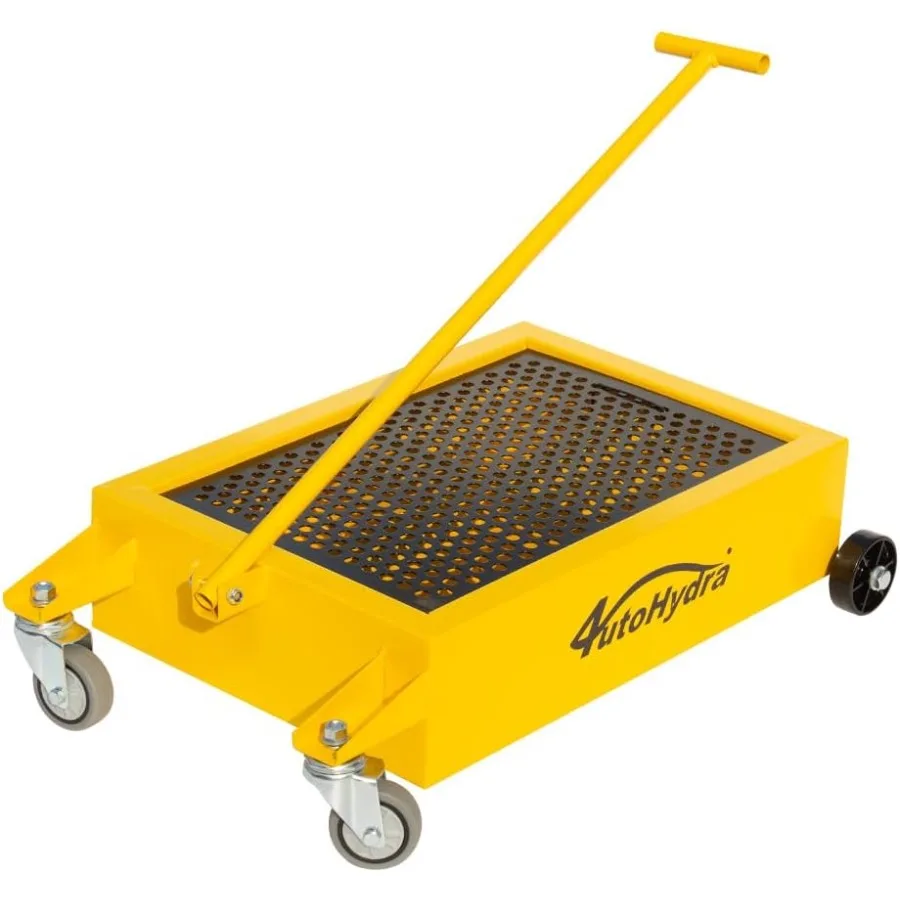 

9-галонный масляный сливной поддон с прямым дренажем для замены масла большой емкости, портативный низкопрофильный дизайн с поворотными роликами