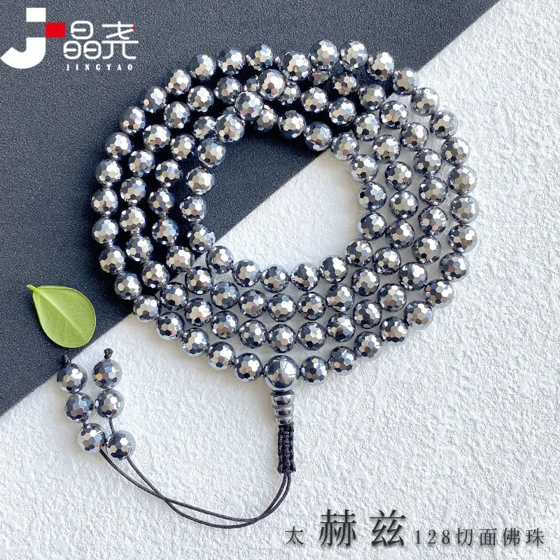 

128 Cut Corner Terahertz 108 Buddhist Prayer Beads Bracelet Necklace Dual-Use