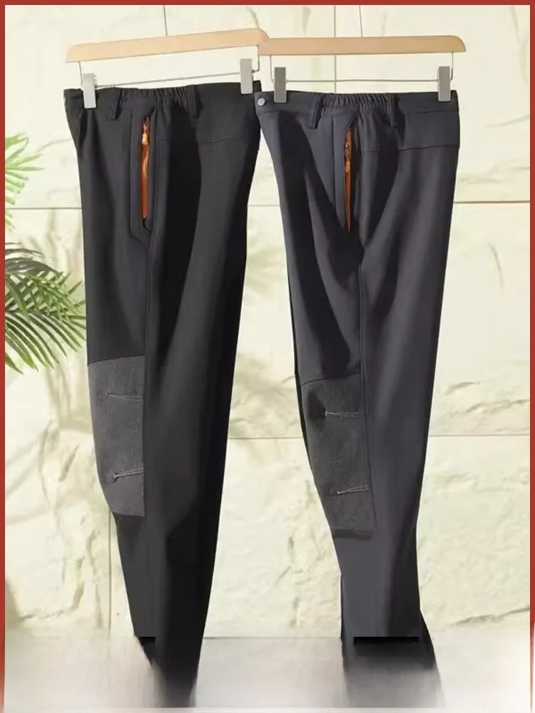 

Outdoor Men's Fce Lined Soft ell Hiking Casual Pants Autumn Winter New Arrival Trendy Straight Leg Zipper Fly mid Waist