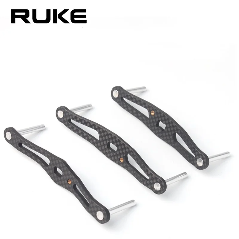 Ruke 1pc Fishing Reel Handle Carbon Fiber Rocker Whole Length 100-95mm Hole Size 8*5/7*4mm Thickness 3mm Reel Accessory DIY Reel