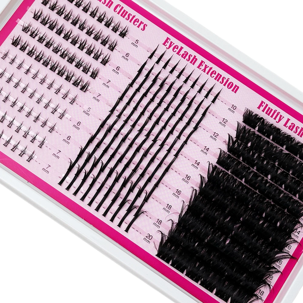 4-in-1 Manga-Wimpernbüschel, 60D-200D Spiky Lash Spikes, 6-20mm gemischte Längen, wiederverwendbare untere Wimpern – Detail 6