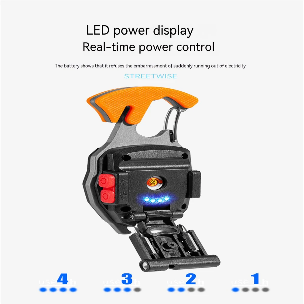 Mini-LED-Schlüsselanhänger-Licht, 4-stufig, Multifunktions-Zigarettenbeleuchtung, tragbar, leicht, wiederaufladbar, Taschenlampe, Notfalllampe