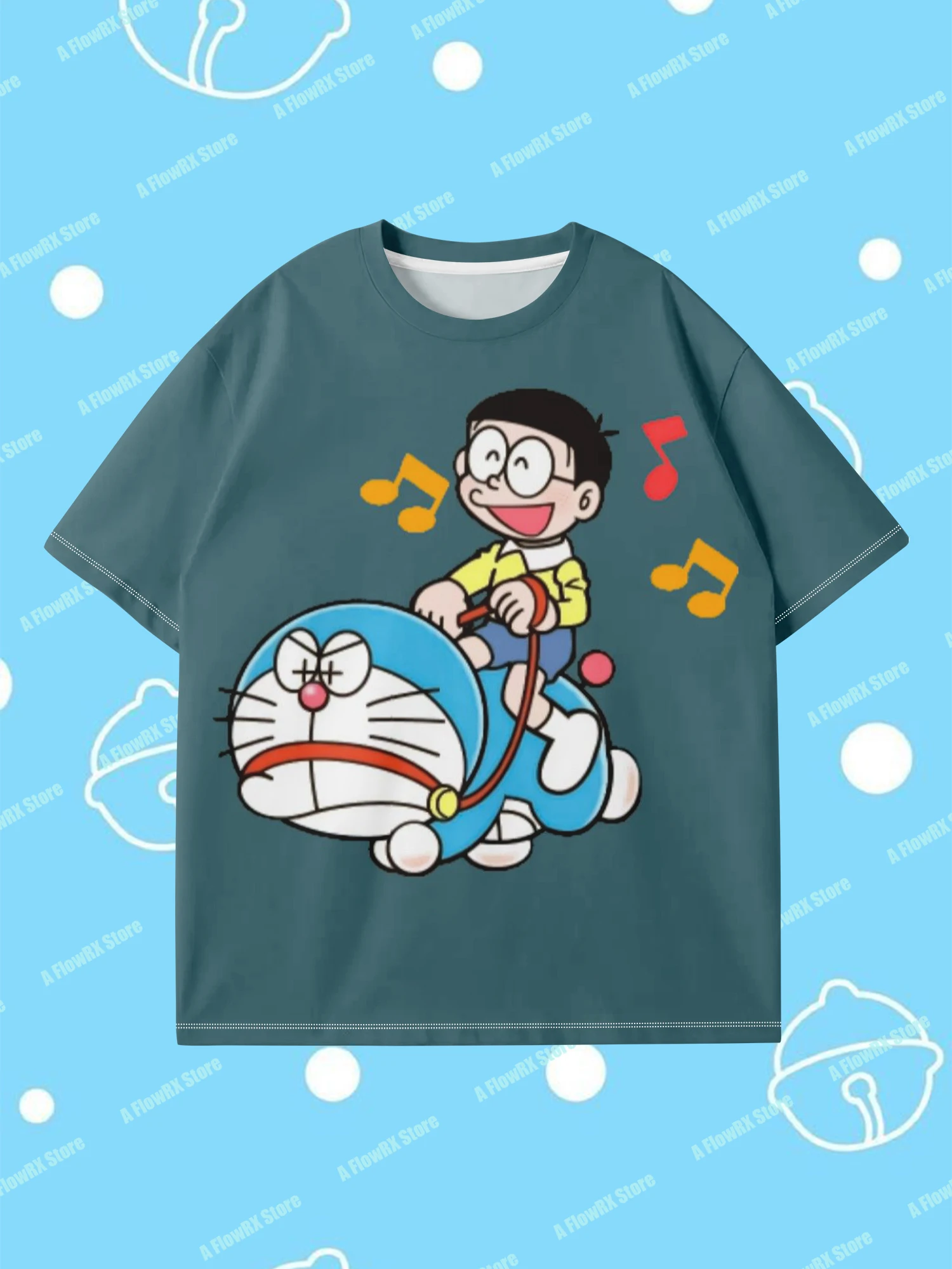 تيشيرتات Doraemon مطبوعة ثلاثية الأبعاد مثالية للاستخدام الخارجي غير الرسمي مناسبة للرجال والنساء والكبار والأطفال في الصيف ومريحة للتنفس