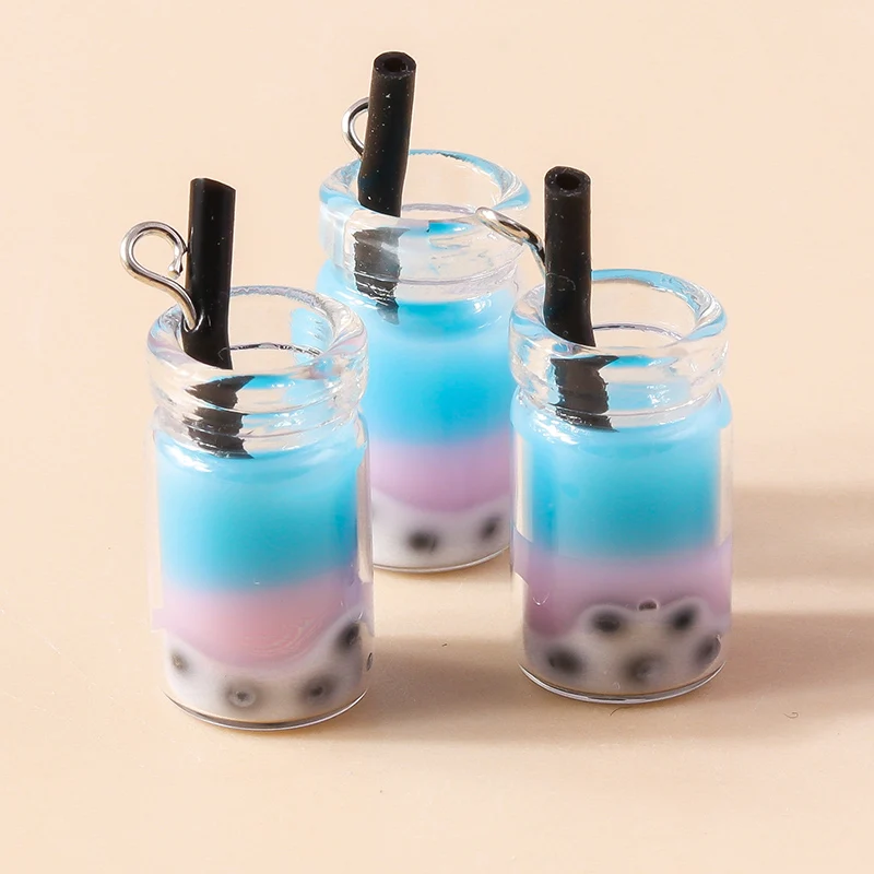10pcs Cute Beverage Drinks Bubble Tea Charms Pendants for DIY Dangle Earrings Bracelet Necklace Pendants DIY Jewelry Accessories