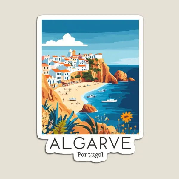 Una ilustración Vintage de Algarve Port pegatinas magnéticas niños soporte para bebé magnético lindo hogar refrigerador colorido