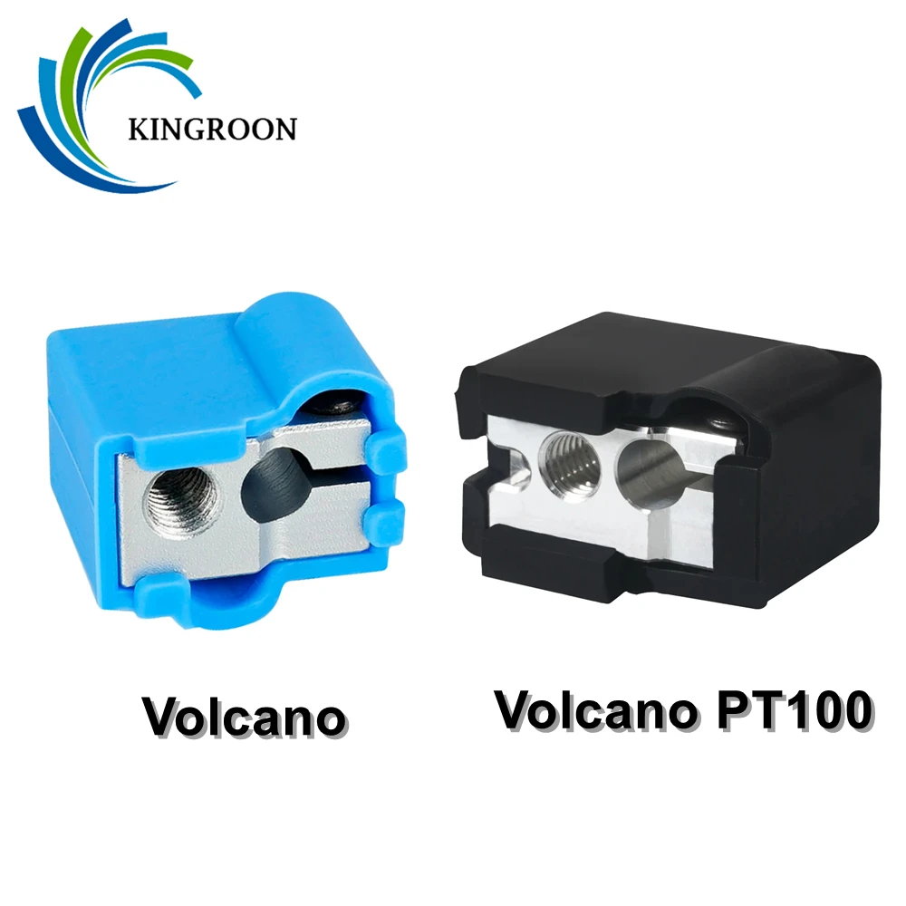 KINGROON VOLCANO podgrzewany blok wytłaczarki aluminium Hotend Volcano PT100 podgrzewany blok silikonowa obudowa części drukarki 3D