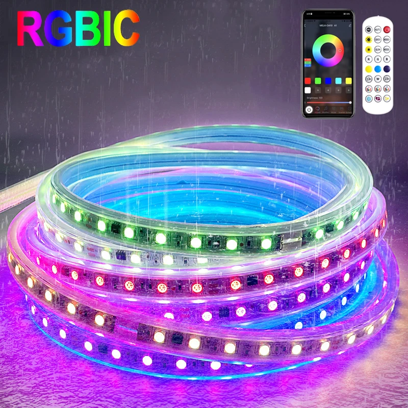 

Bluetooth умная светодиодная лента AC110V AC220V RGB лампа лента водонепроницаемая светодиодная лента Dreamcolor RGBIC для украшения домашнего освещения