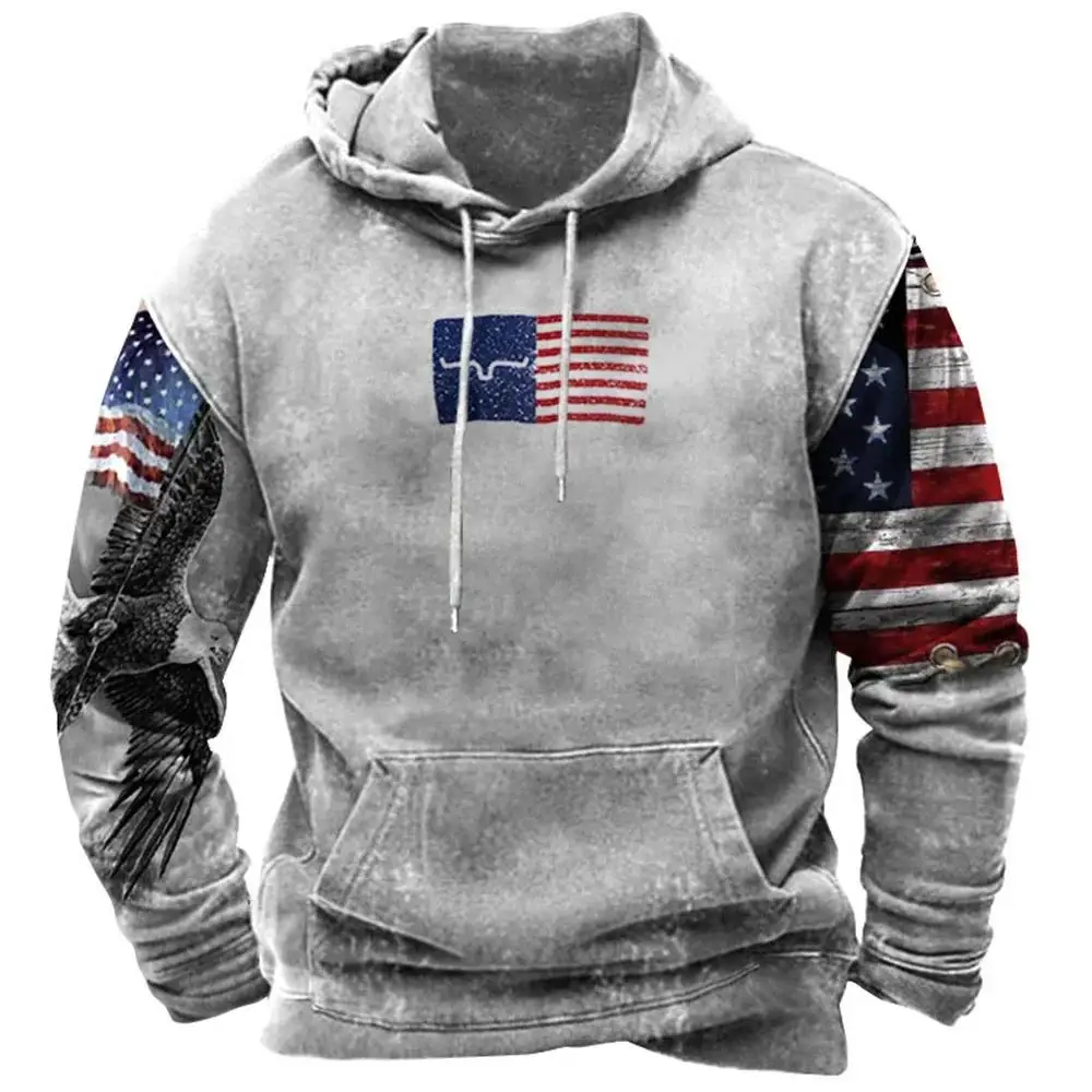 Fashion US Flag Print Hoodies For Men Hip Hop Trend Harajuku Vintage Clothes Spring and Autumn New in Sweatshirts Oversized Tops