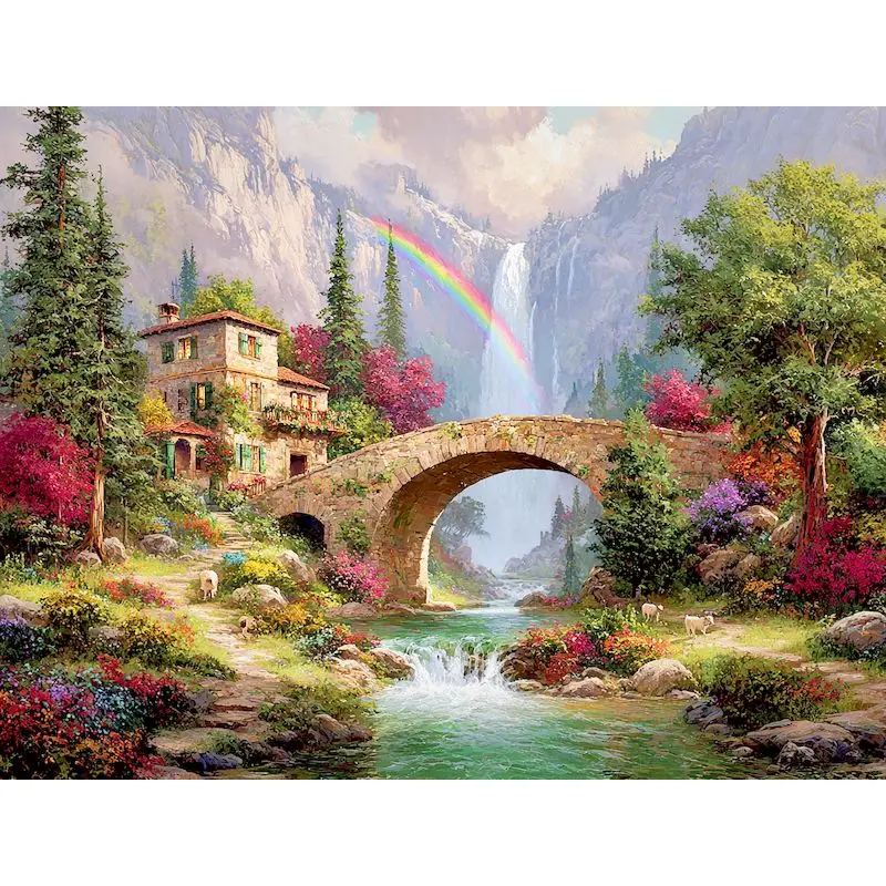 GATYZTORY Paint By Numbers Handmade DIY Color by Number for Beginner Village Scenery Craft Supplies Unique Gift Artwork