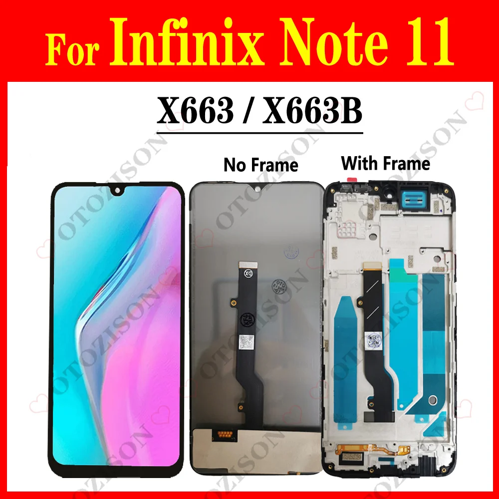ЖК-дисплей 6,7 дюйма X663 с рамкой для Infinix Note 11, ЖК-дисплей X663B, сенсорный экран с дигитайзером в сборе, сменный экран Note11
