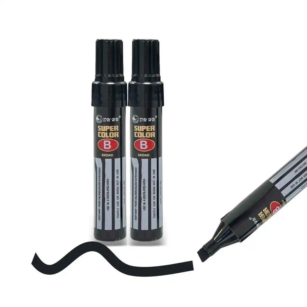 2pcs Black Jumbo Chisel Tip Permanent Markers for Broad Marks and Labels