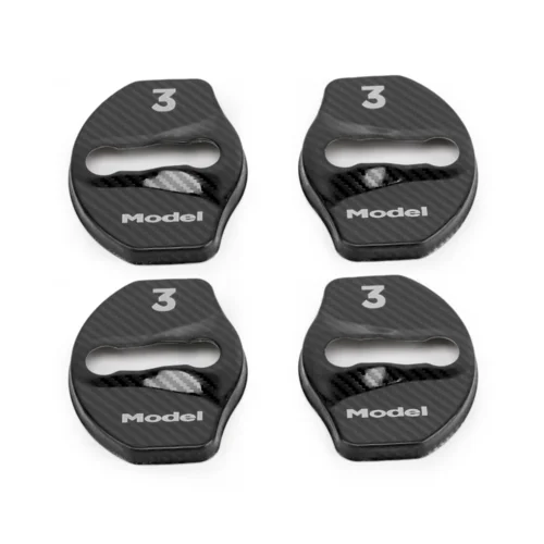 

4 PCS Car Door Lock Cover for Tesla Model 3 Y 2018-2021, Stainless Steel Door Lock Striker Buckle Cap Protection Carbon Fiber