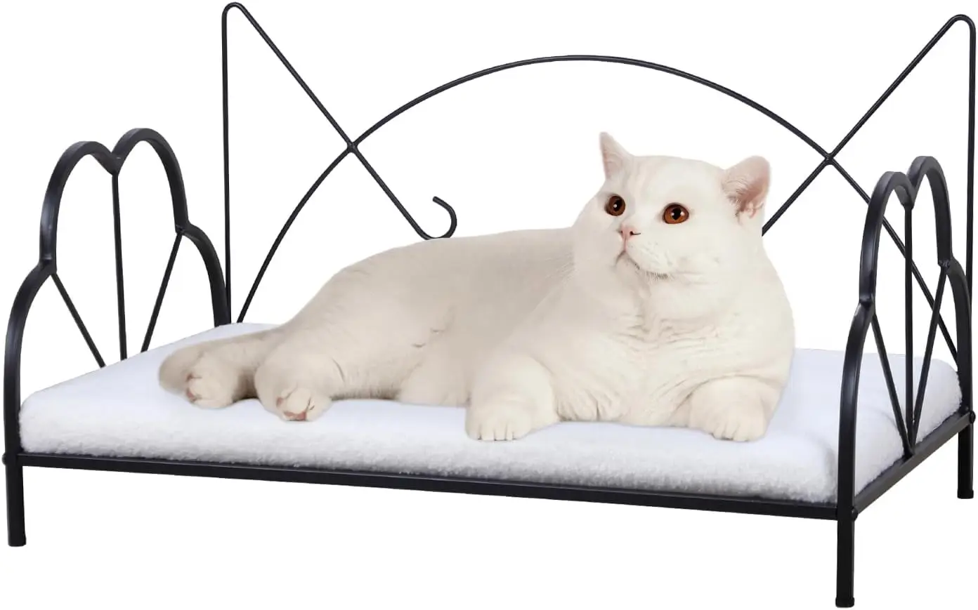 

Metal Cat Beds, Dog Sofas, Medium & Small Pet Beds, Strong Iron Frame Pet Sofas With Washable Cover (White)