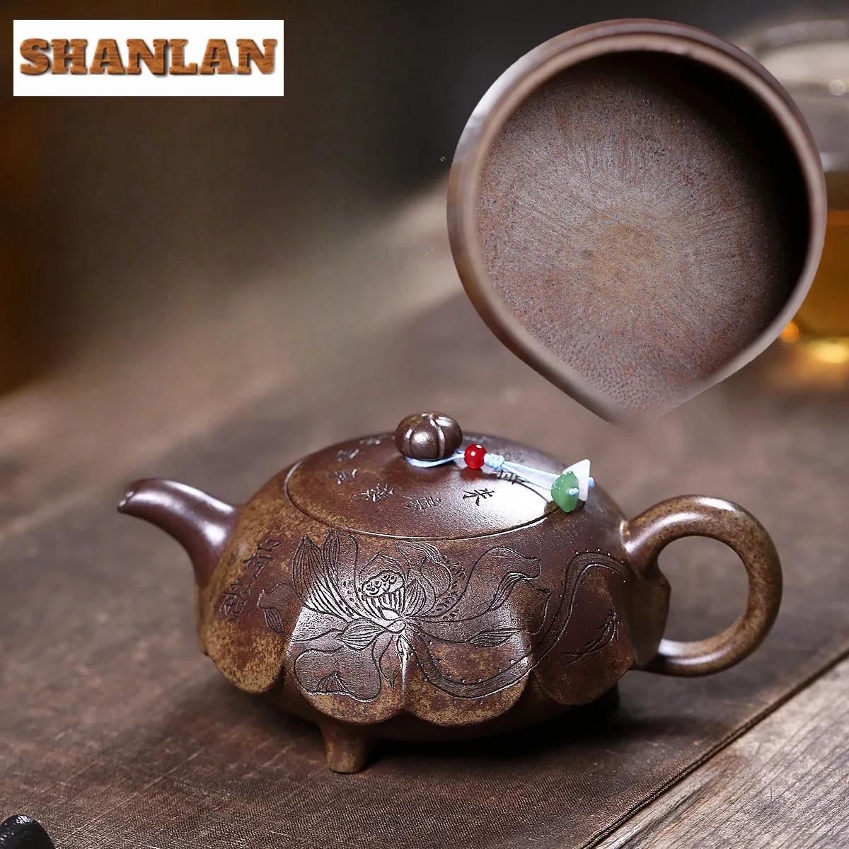 

260ml Yixing Purple Clay Teapots Handmade Lotus Charm Pot Raw Ore Wood-fired Porcelain Mud Kettle With Infuser Zisha Tea Set