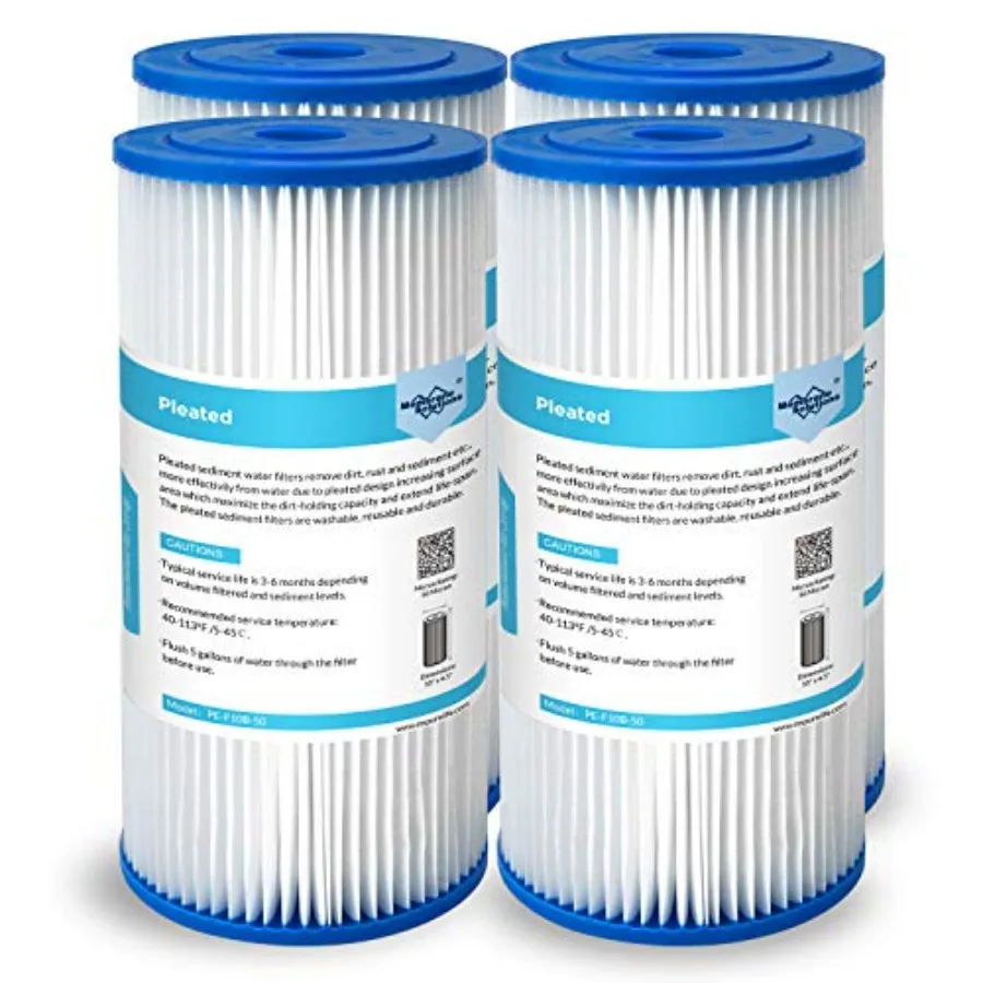 

50 Micron Pleated Water Filter Home 10"x4.5" Whole House Heavy Duty Sediment Replacement Cartridge Compatibl