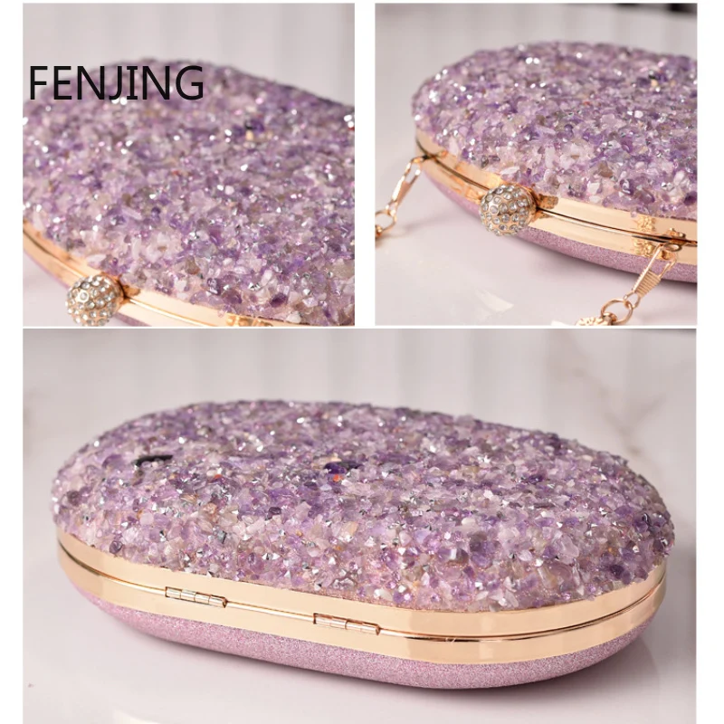 Diamond Evening Bags Shell Round Rhinestone Clutch Women Handbags Wedding Party Shoulder Bags 2024 New Purse Bolsas De Mujer