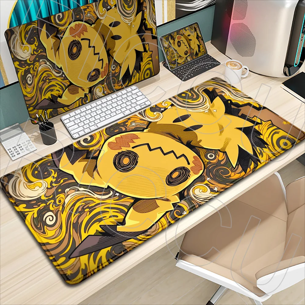 HD-Druck XXL Großes Mauspad Pokemon Mimikyu Büromatte Teppich Laptop Verstärkter Rand Spiel-Tastaturunterlage Schreibtischunterlage Mauspad Tischmatte