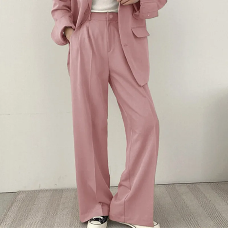 Women Spring Autumn High Waist Loose Premium Sag Casual Suit Pants Korean Fashion Versatile Summer Straight Leg Trousers NS5907