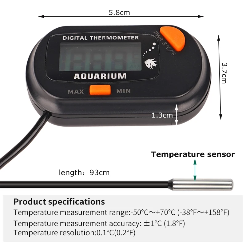 Digital Aquarium Fish Tank Thermometer with Suction Cup Temperature Sensor Meter Tester Thermometer Control Aquarium Accessories