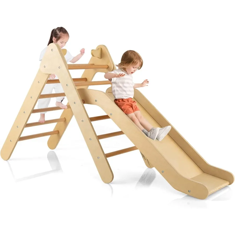 

Triangle Climber with Ramp Climbing Triangle Ladder for Daycare Gym and Playground Wooden Montessori Climbing Toys for Toddlers