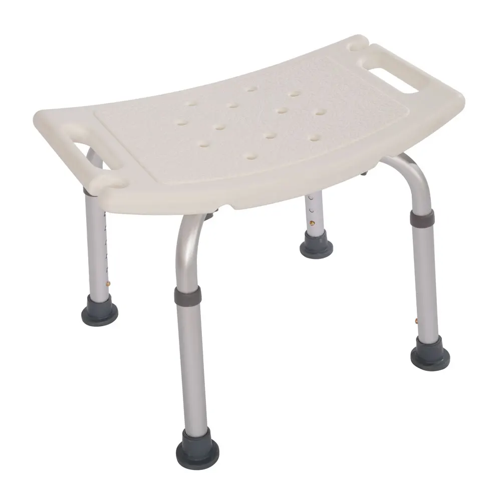 PE blown board aluminum tube square seat board white shower chair