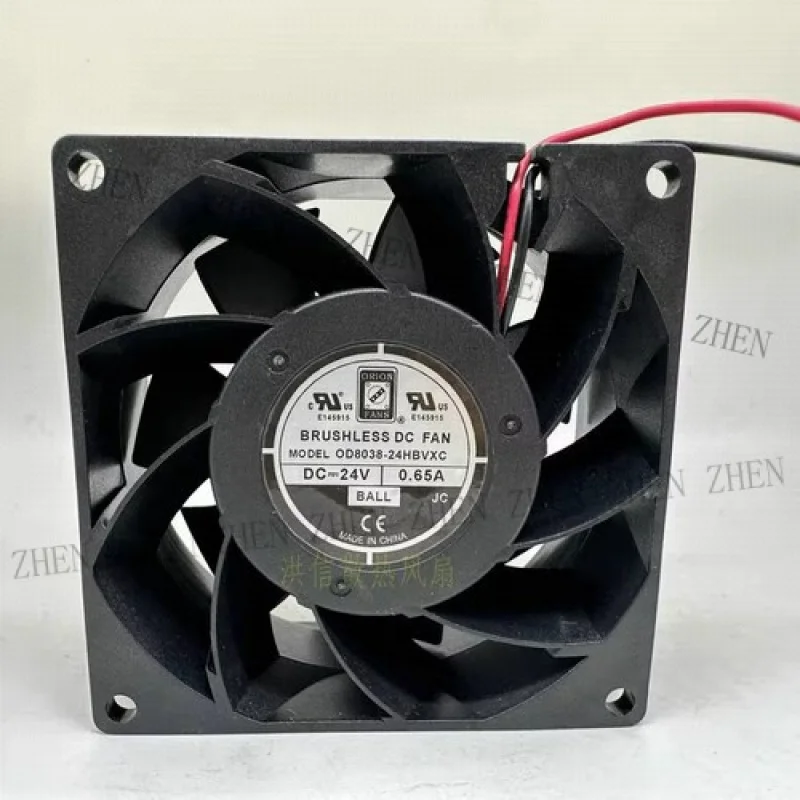 

Y 1 шт. Новый OD8038-24HBVXC10A 24 В 0,65 А 80*38 мм 2-проводной охлаждающий вентилятор