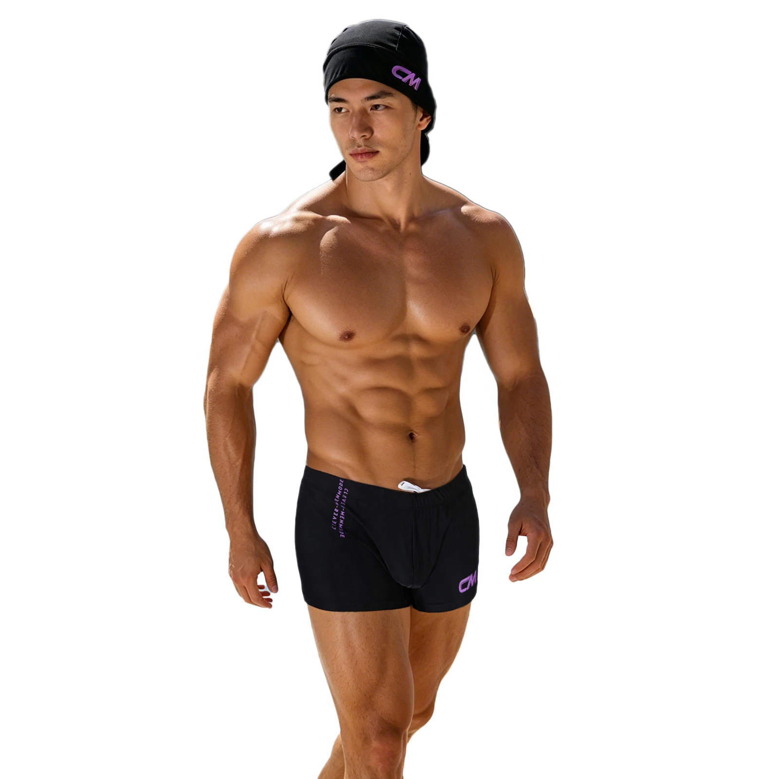 Men Swim Trunks With Matching Swim Cap Set Quick Dry Male Beach Swimming Shorts Sports Boxer Swimwear Bthing Suit