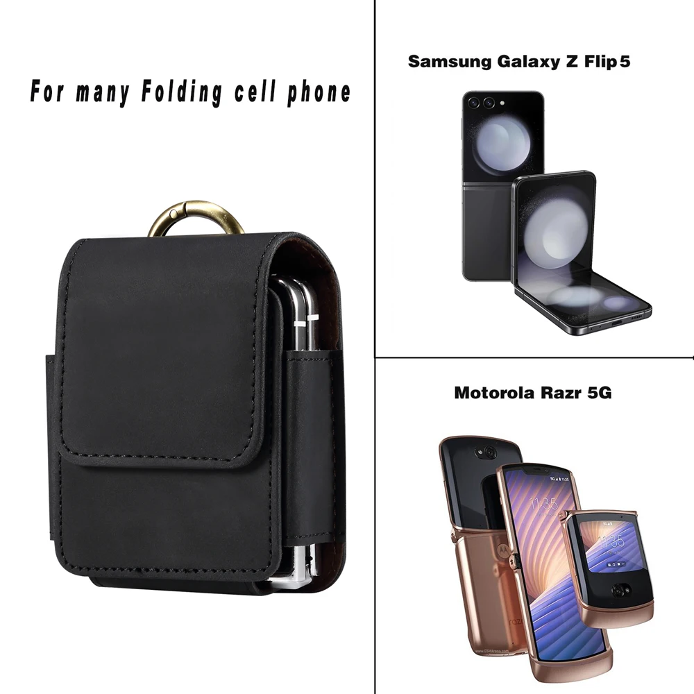 Funda de cuero con Clip para cinturón para hombre, riñonera para Samsung Galaxy Z Flip 6 5 4 3 Huawei P50, funda Universal de lujo para teléfono