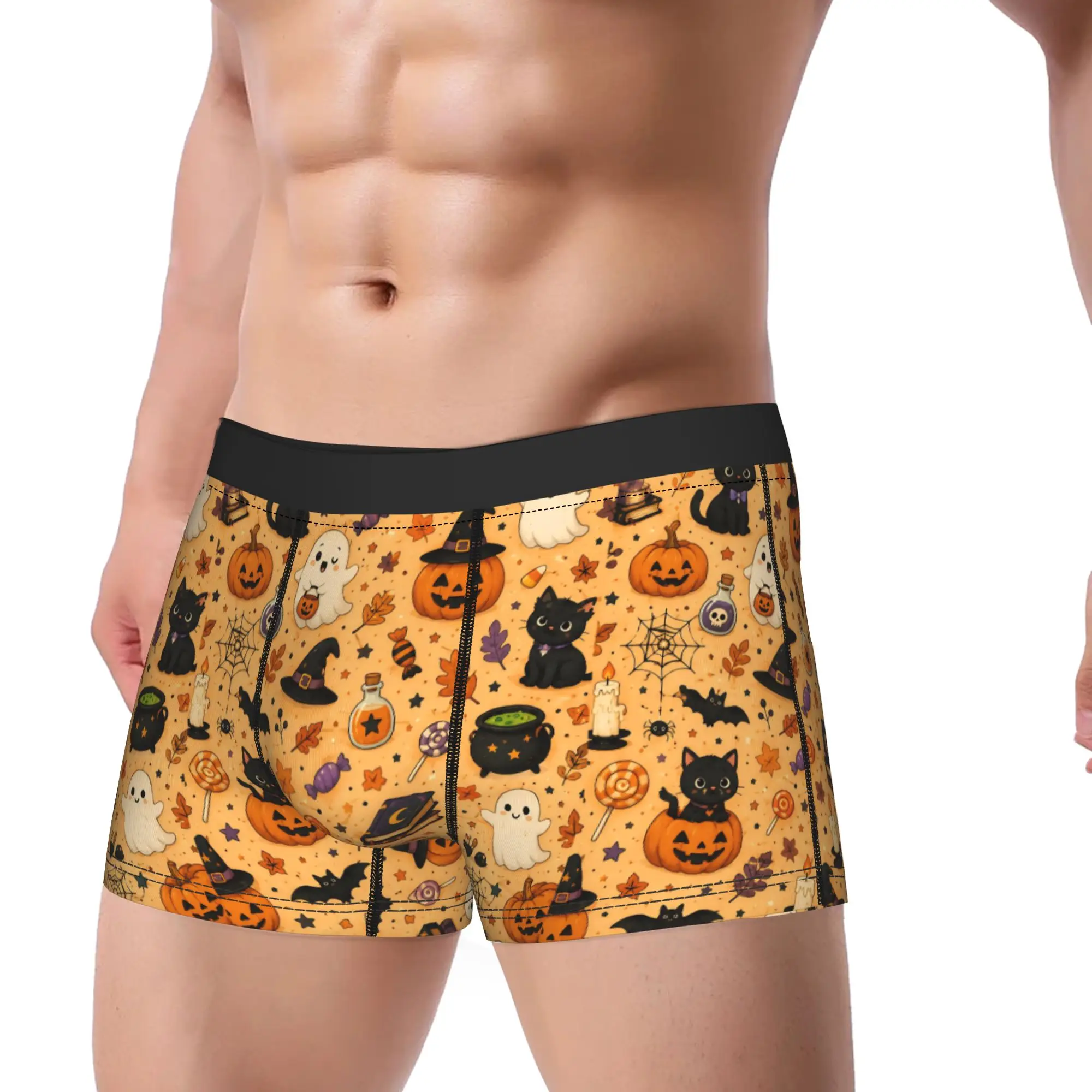 Halloween Ghost Pumpkin Spooky Trick Or Treat Witch Accessories Boxers Briefs Fun Underwear  Boxer Pants Gag Gifts For Man