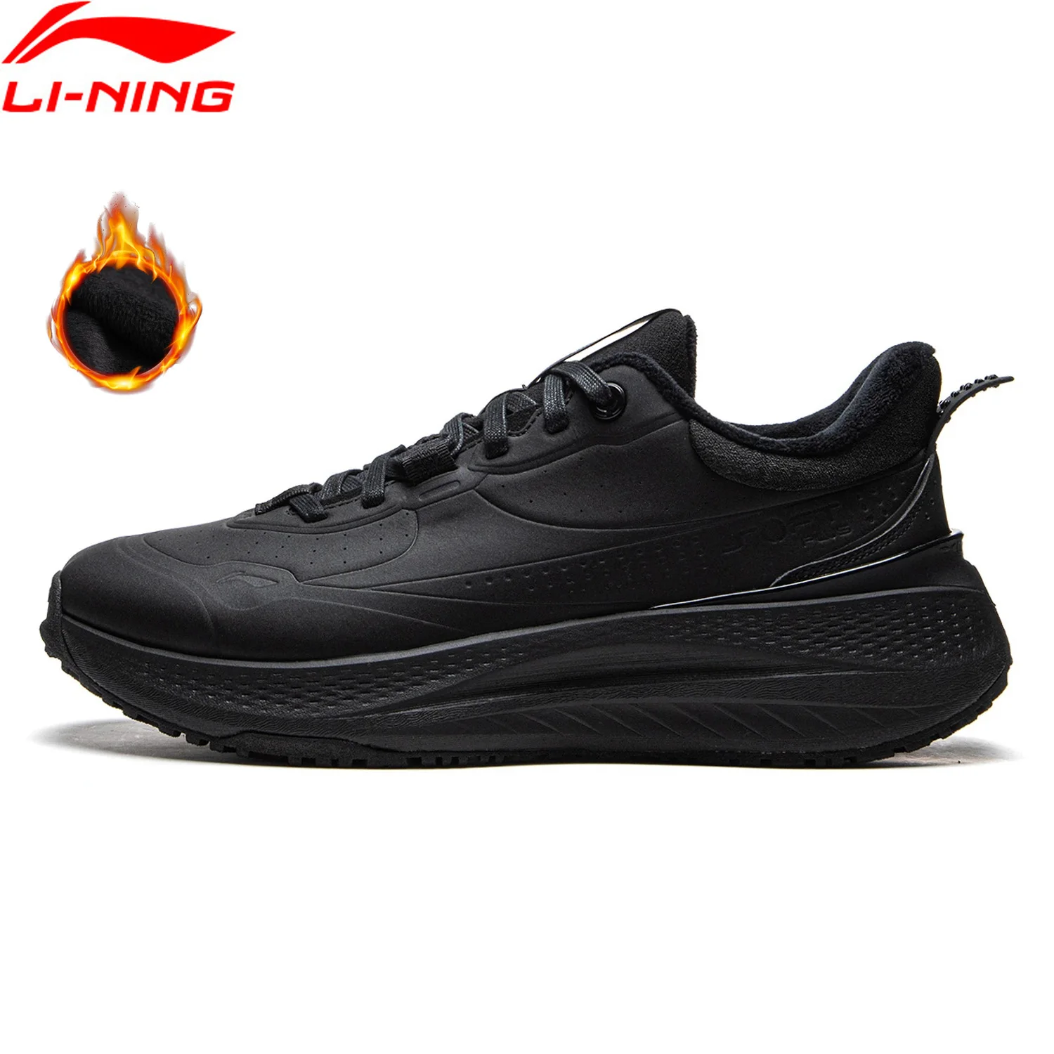 Li-Ning Men SOFT PLUS FLEECE Lifestyle Shoes Winter Warm Fleece Wearable Sport Shoes LiNing Leisure Walking Sneakers AGLU097