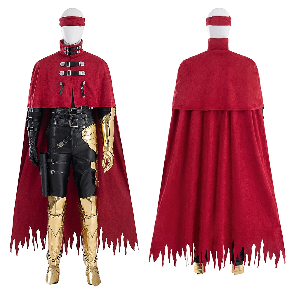 

FF7 Vincent Valentine Cosplay Anime Costume Game Final Vincent Roleplay Leather Battle Suit Headband Cloak Outfit Halloween Suit