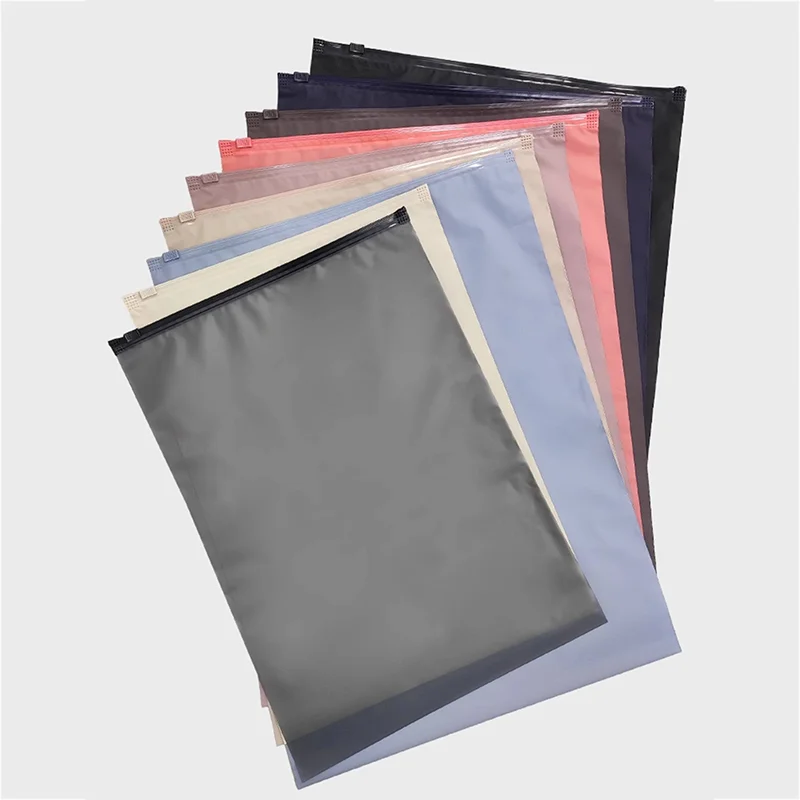 50pcs Colorful CPE Matte Zipper Bags for Shoes, Clothing, and Hats Packaging, Custom Logo Support view 4