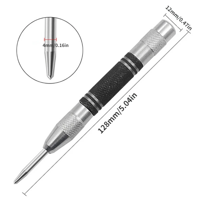 1pc Automatic Centre Punch Spring Loaded Locator Adjustable Center Pin Woodworking Metal Tools Press Dent Marker Kit