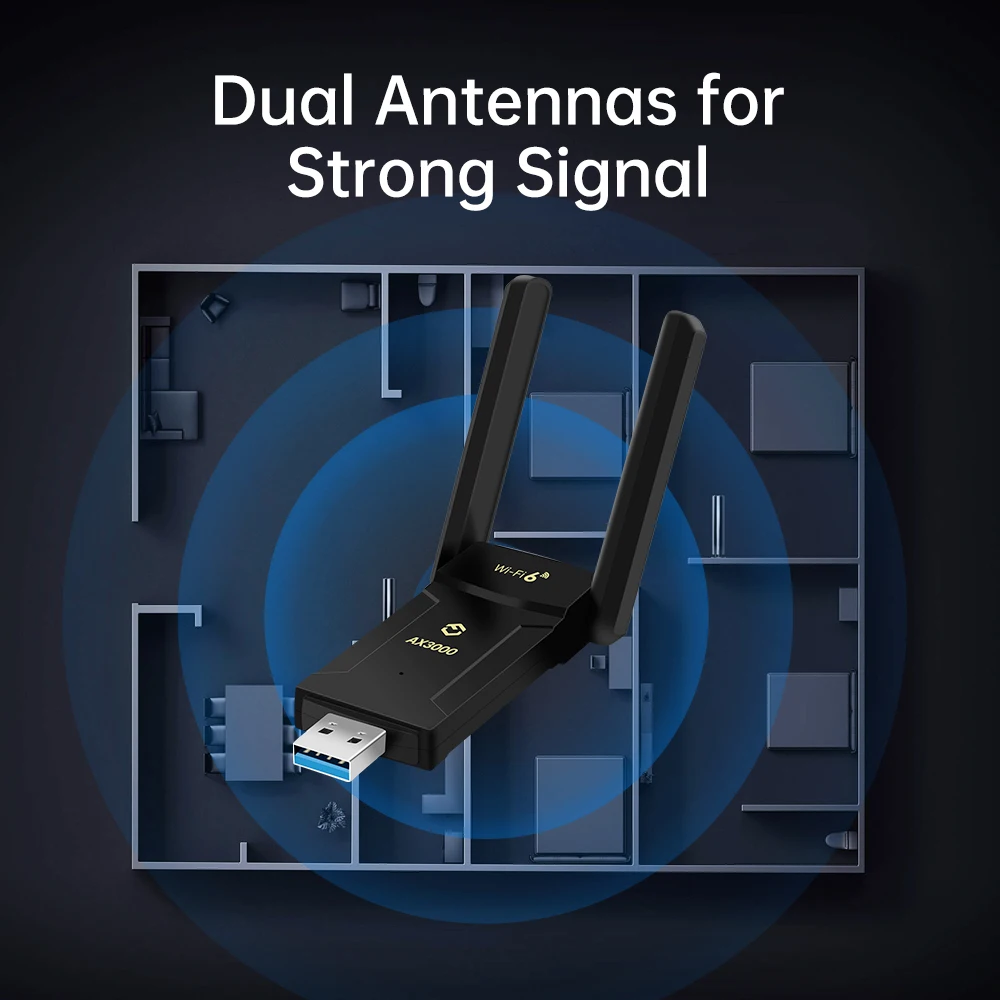 Fenvi WiFi 6E AX3000 Adaptateur USB Bluetooth 5.2 LeicBand 2.4G/5G/6GHz WiFi6 Carte Réseau Récepteur Sans Fil USB3.0 Dongle MU-MIMO