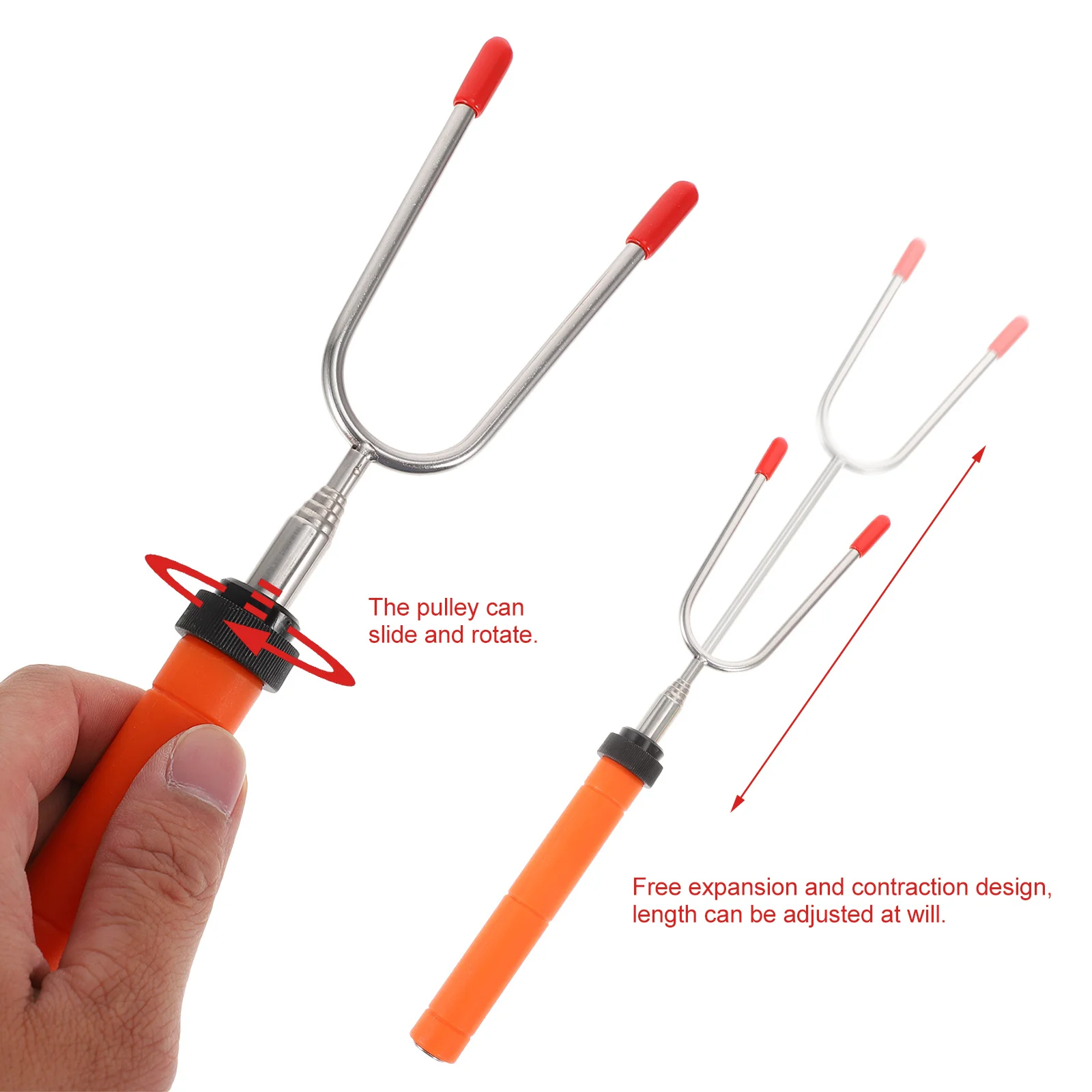 

8Pcs Stainless Steel Barbecue Forks Extendable Roasting Sticks Heat Treated Nonslip Handles Camping Bbq Tools Set