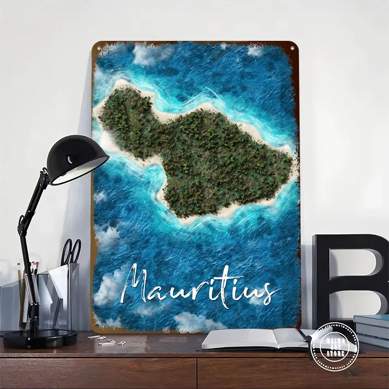 Mauritius Tinplate Posters Customizable Wall Art Retro Vintage Metal Signs for Home Room Bar Accessories Office Decor Wand Deko